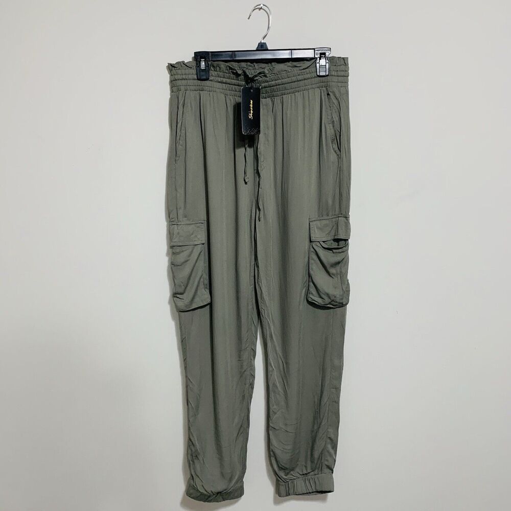 Shinestar Womens Pants XL Cargo Jogger Rayon Lightweight Lagonlook Paperbag